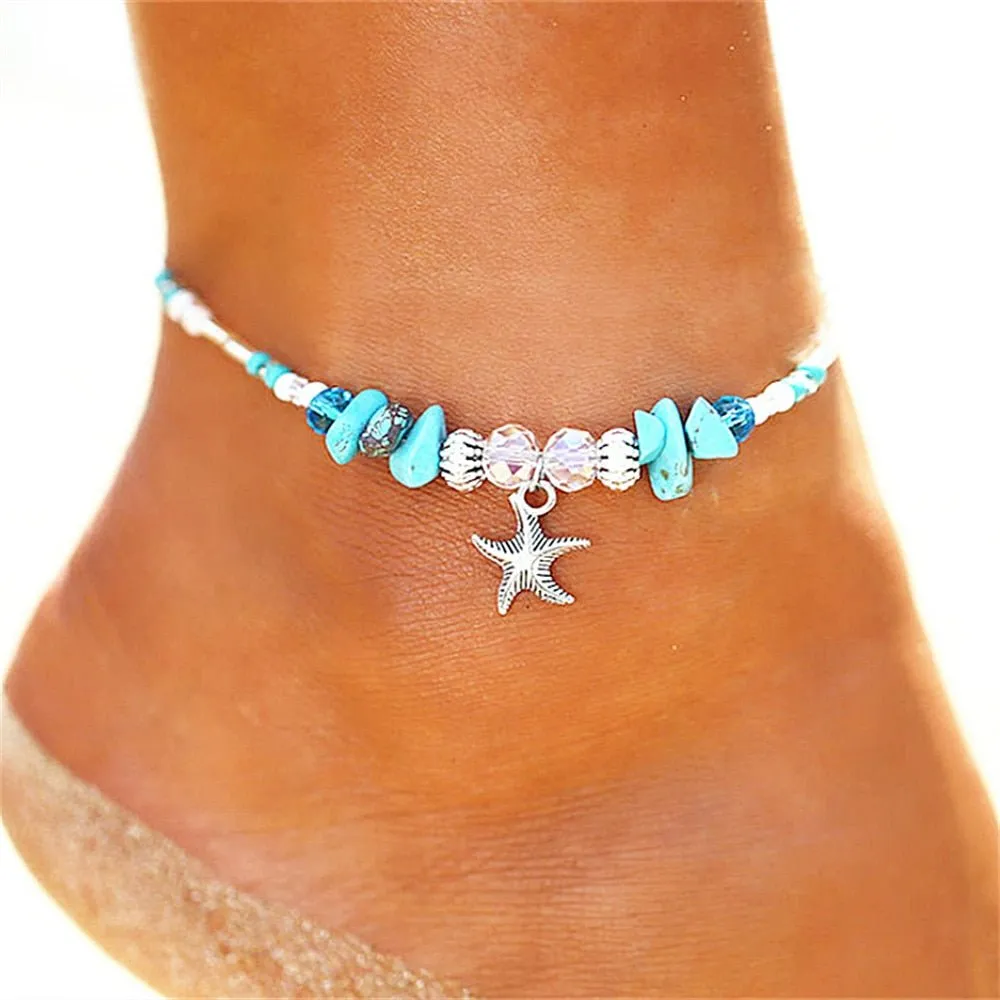 Boho Starfish Beaded Anklets