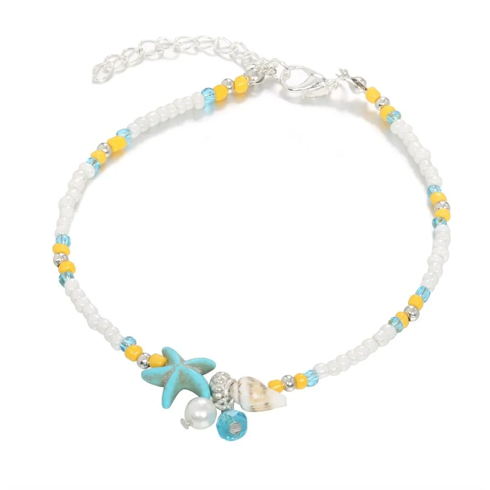 Boho Starfish Beaded Anklets