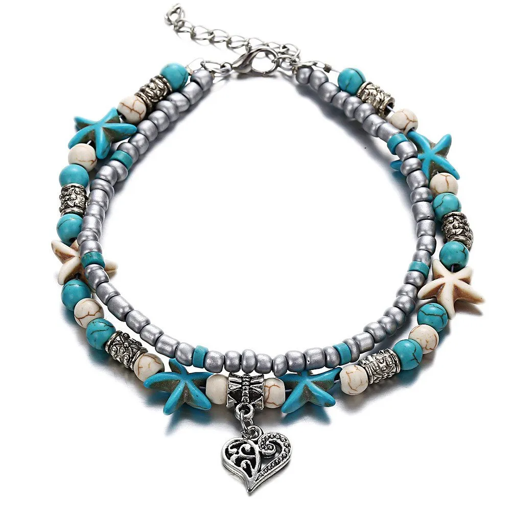 Boho Starfish Beaded Anklets