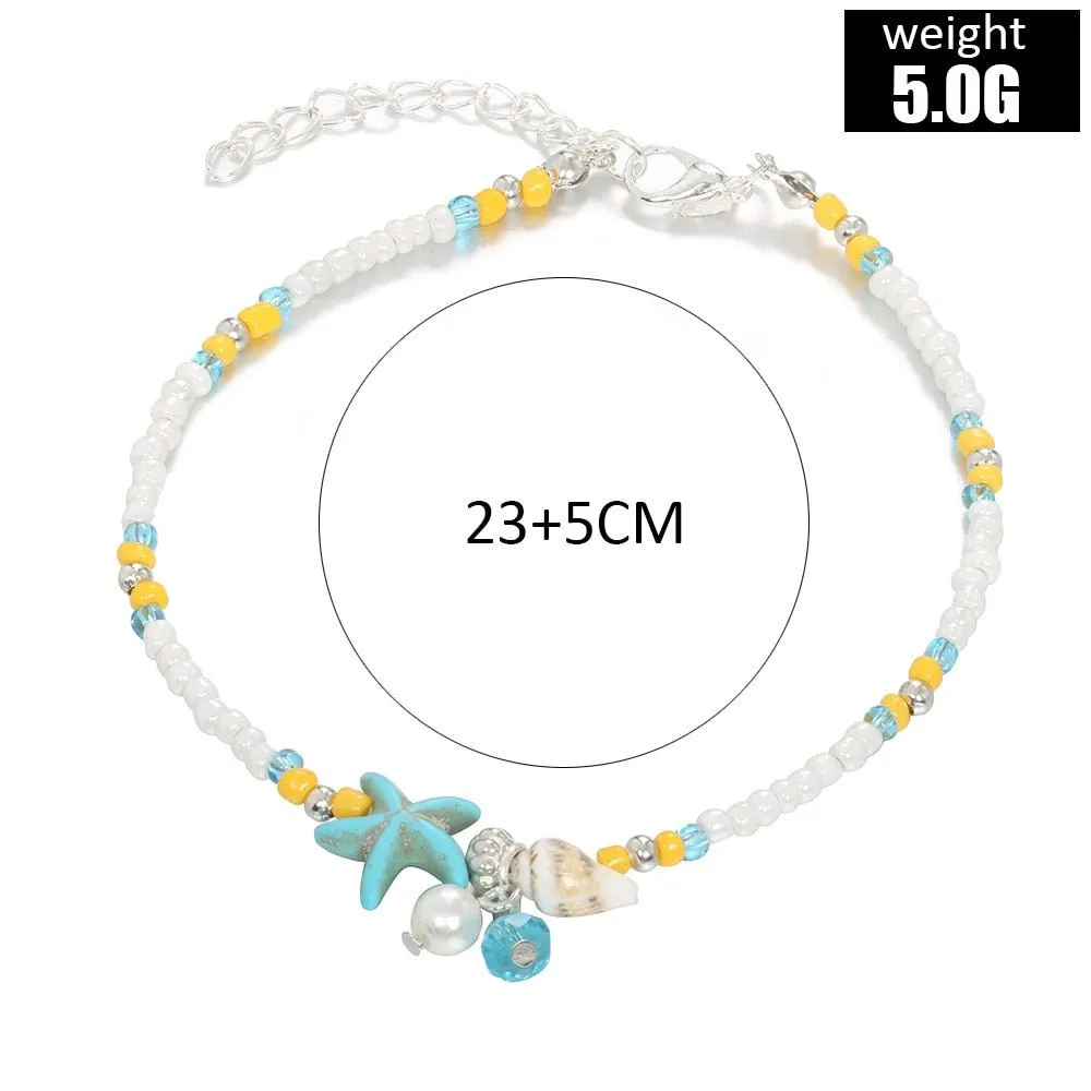 Boho Starfish Beaded Anklets