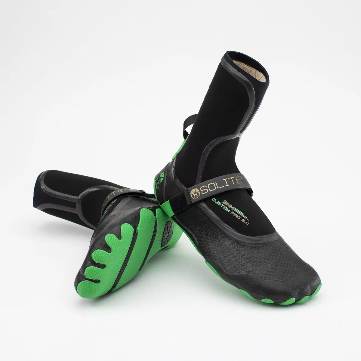 Booties 3mm SOLITE Custom Pro 2.0 (Black/Green) Includes Heat Booster Socks