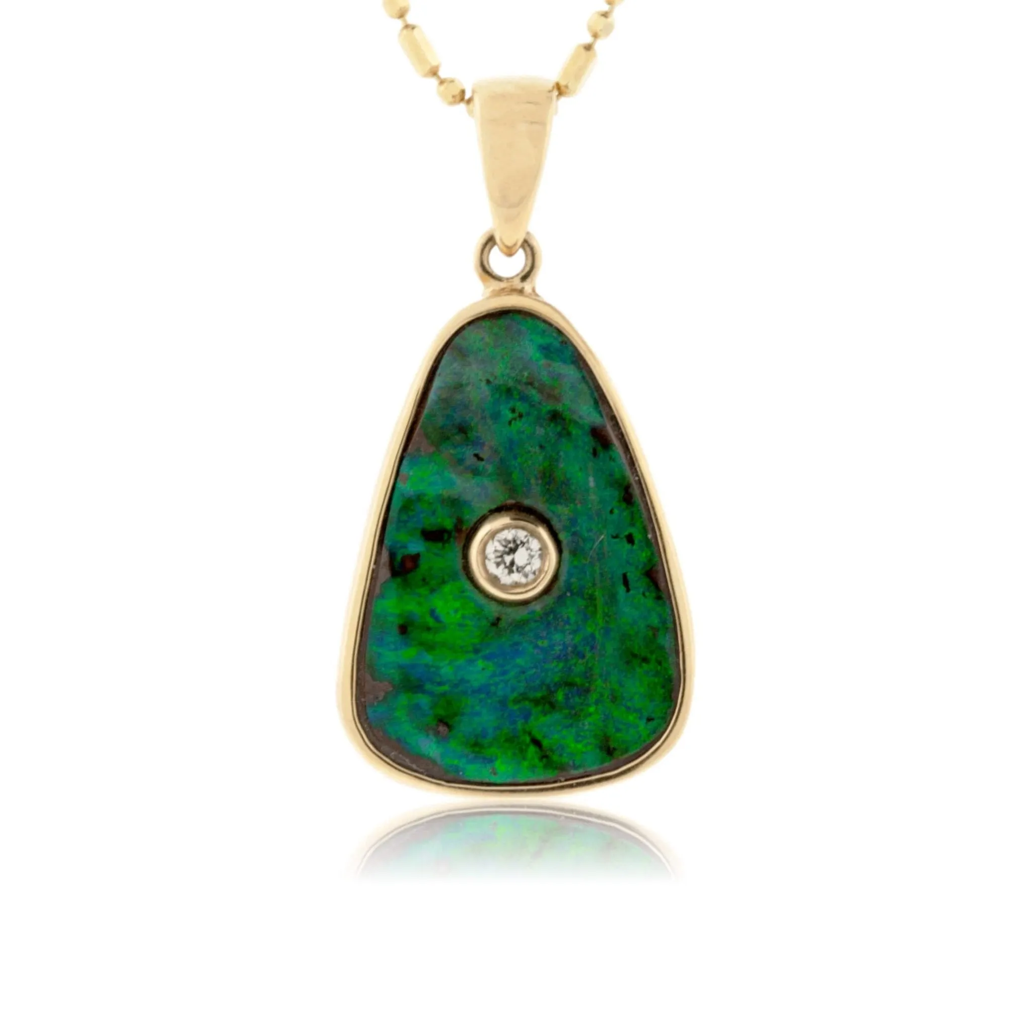 Boulder Opal & Diamond Pendant