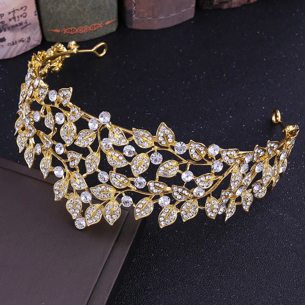 Bride Rhinestone Leaf Crown Korean Hairband Headband Wedding Princess Crown Wedding Dress Accessories