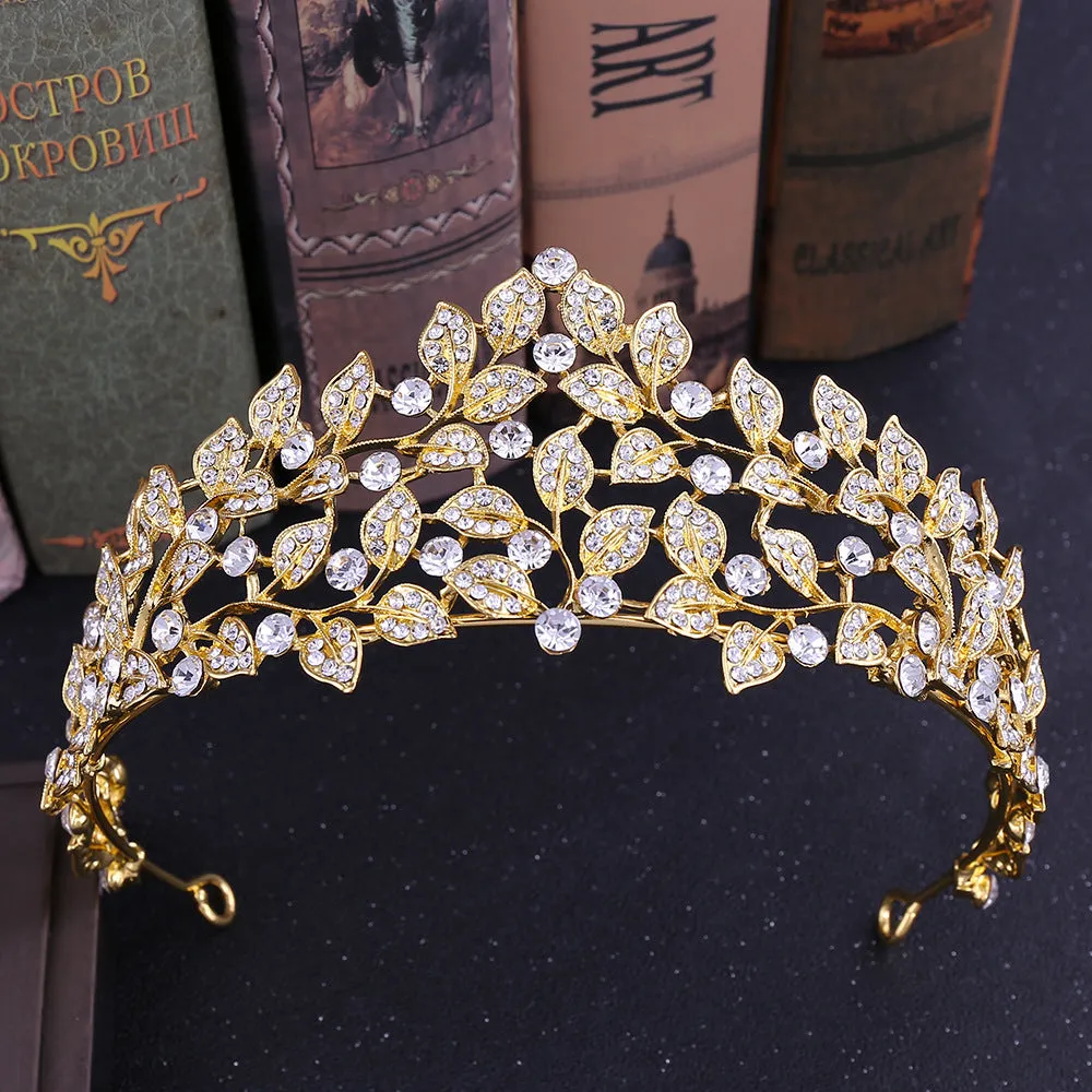 Bride Rhinestone Leaf Crown Korean Hairband Headband Wedding Princess Crown Wedding Dress Accessories