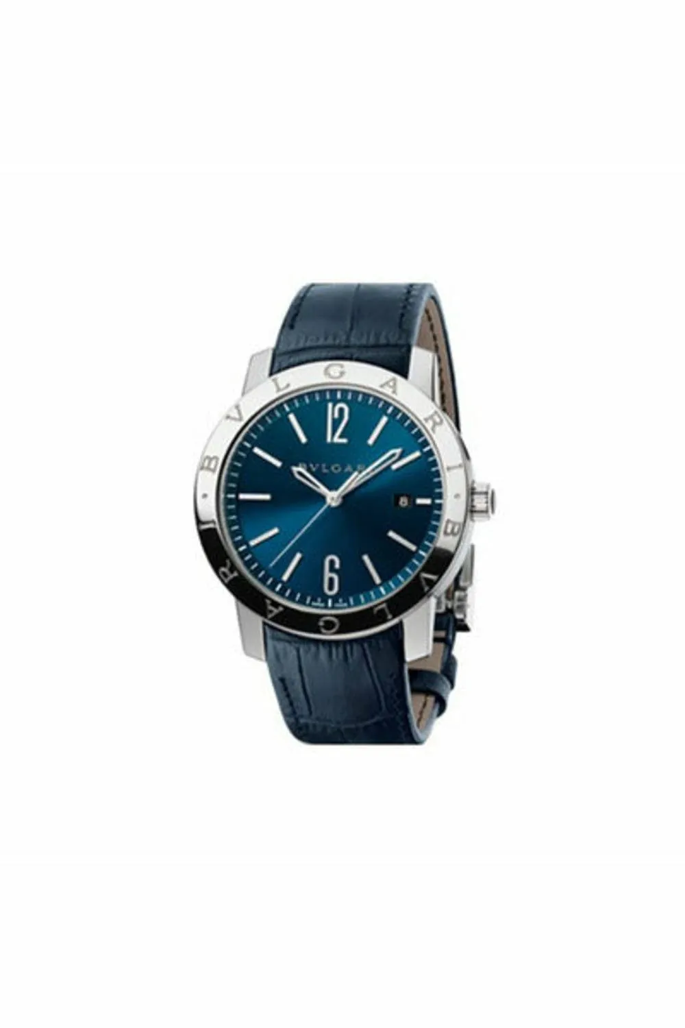 bvlgari bvlgari solo tempo watch 41mm stainless blue dial blue strap steel bracelet ref. bb41c3sld