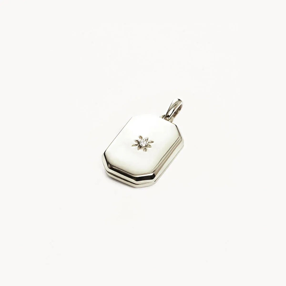 By Charlotte Rectangular Lotus Locket Pendant, Gold or Silver