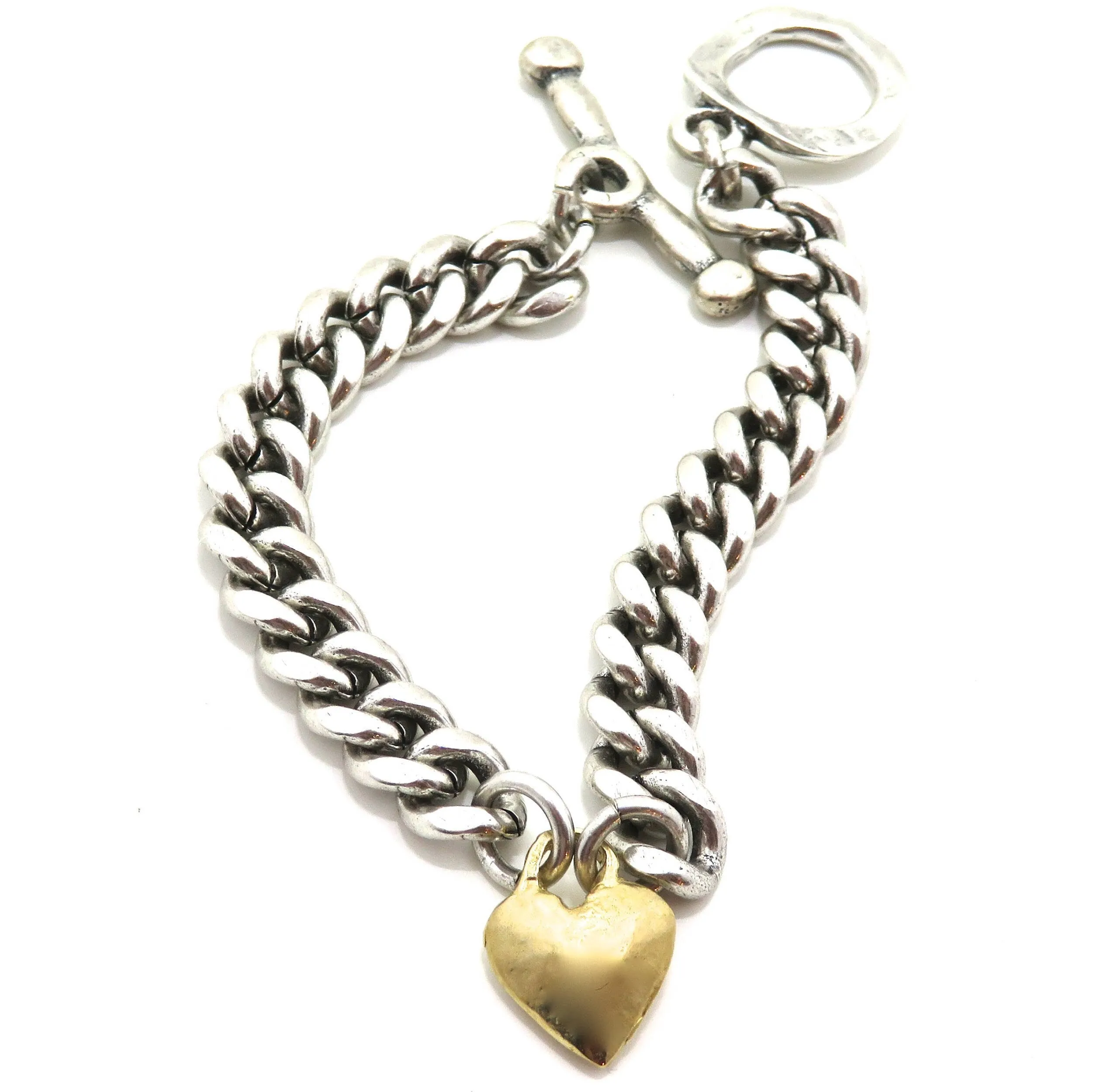 Chunky Curb Chain with Bronze Heart Bracelet