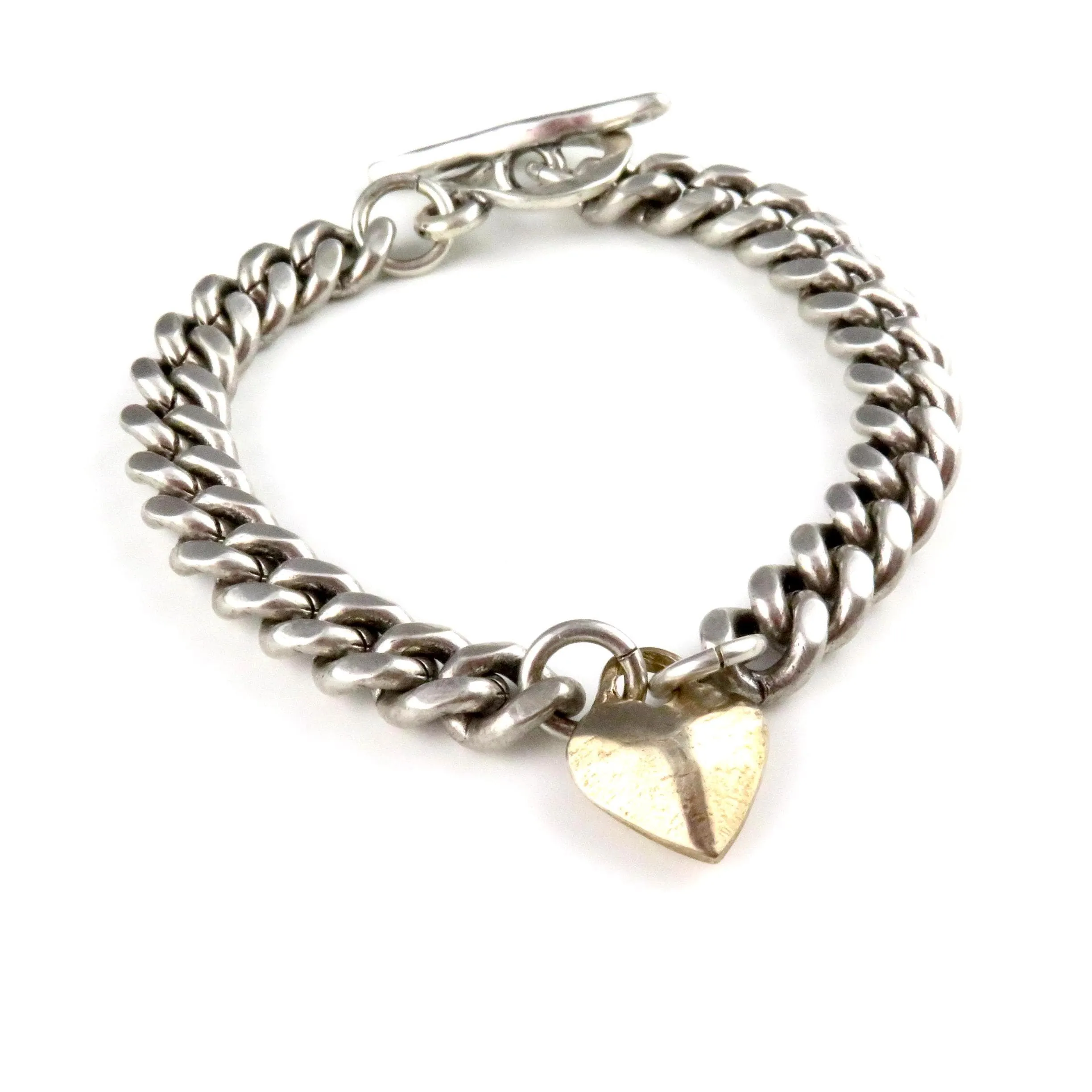 Chunky Curb Chain with Bronze Heart Bracelet