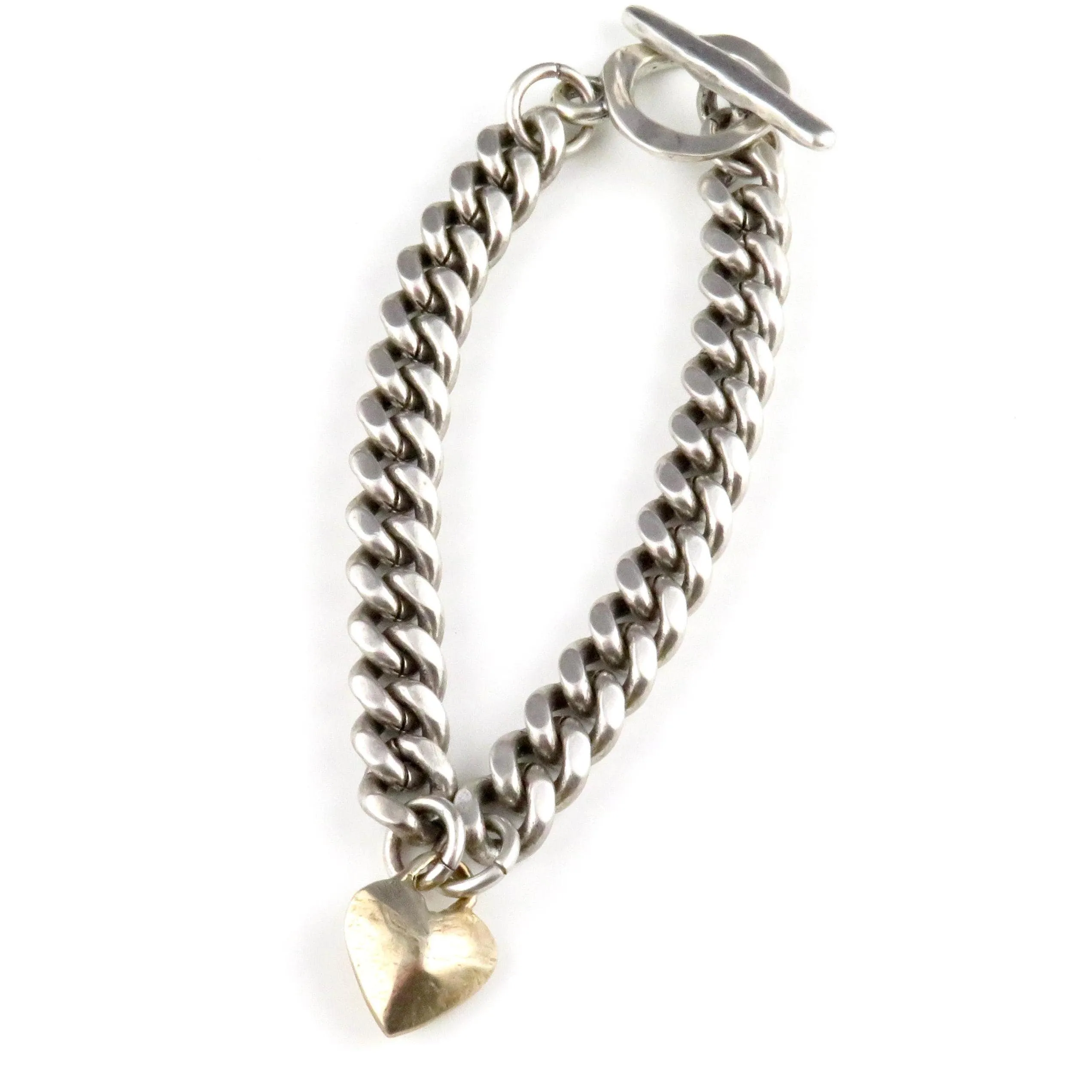 Chunky Curb Chain with Bronze Heart Bracelet