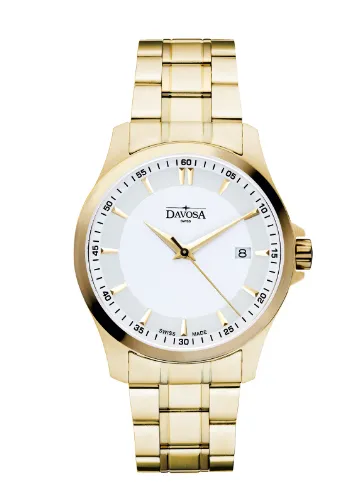 Classic Quartz Swiss-Made White Golden Executive Watch 16347915