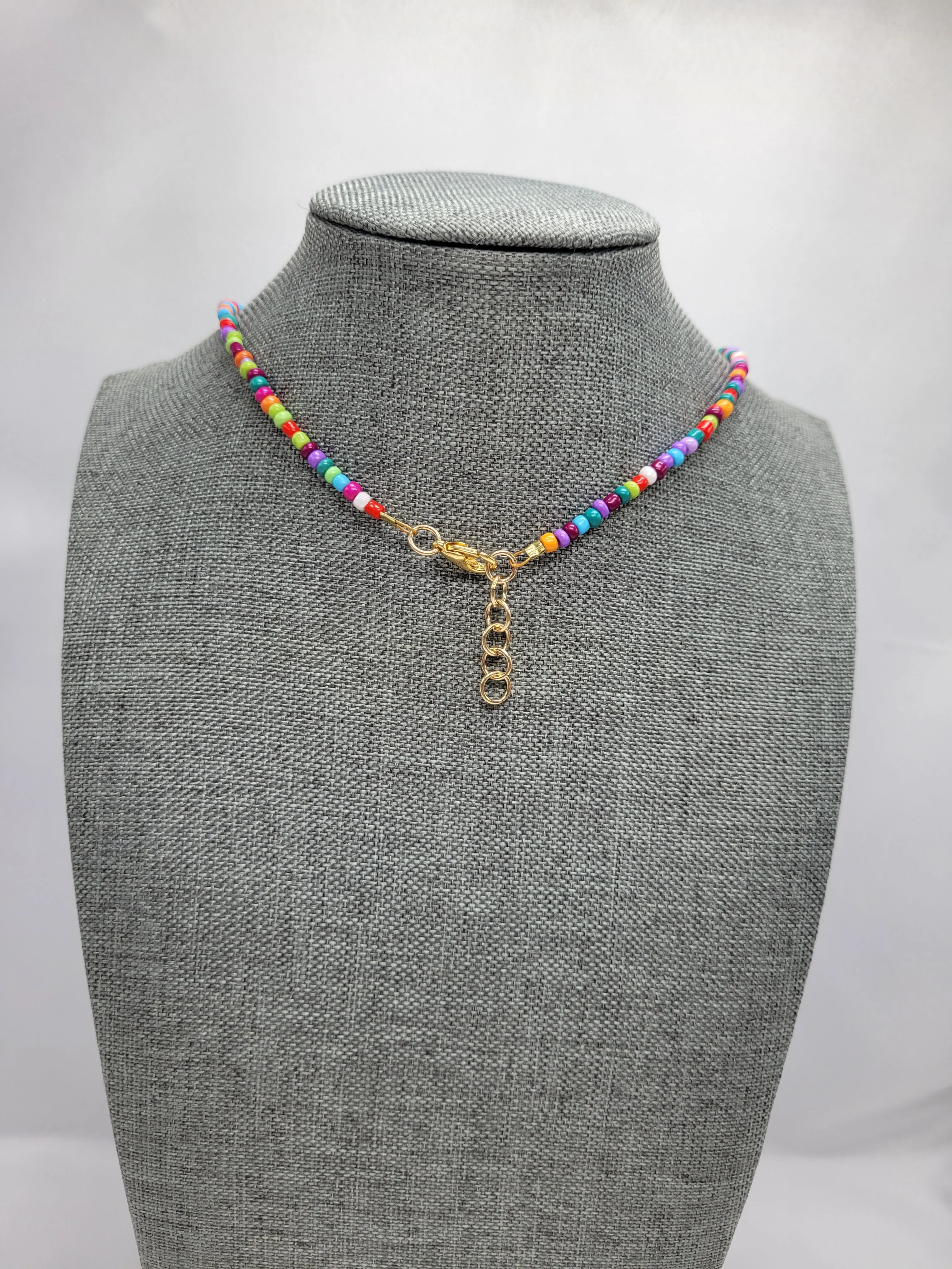 Colorful Seed Bead and Pearl Necklace