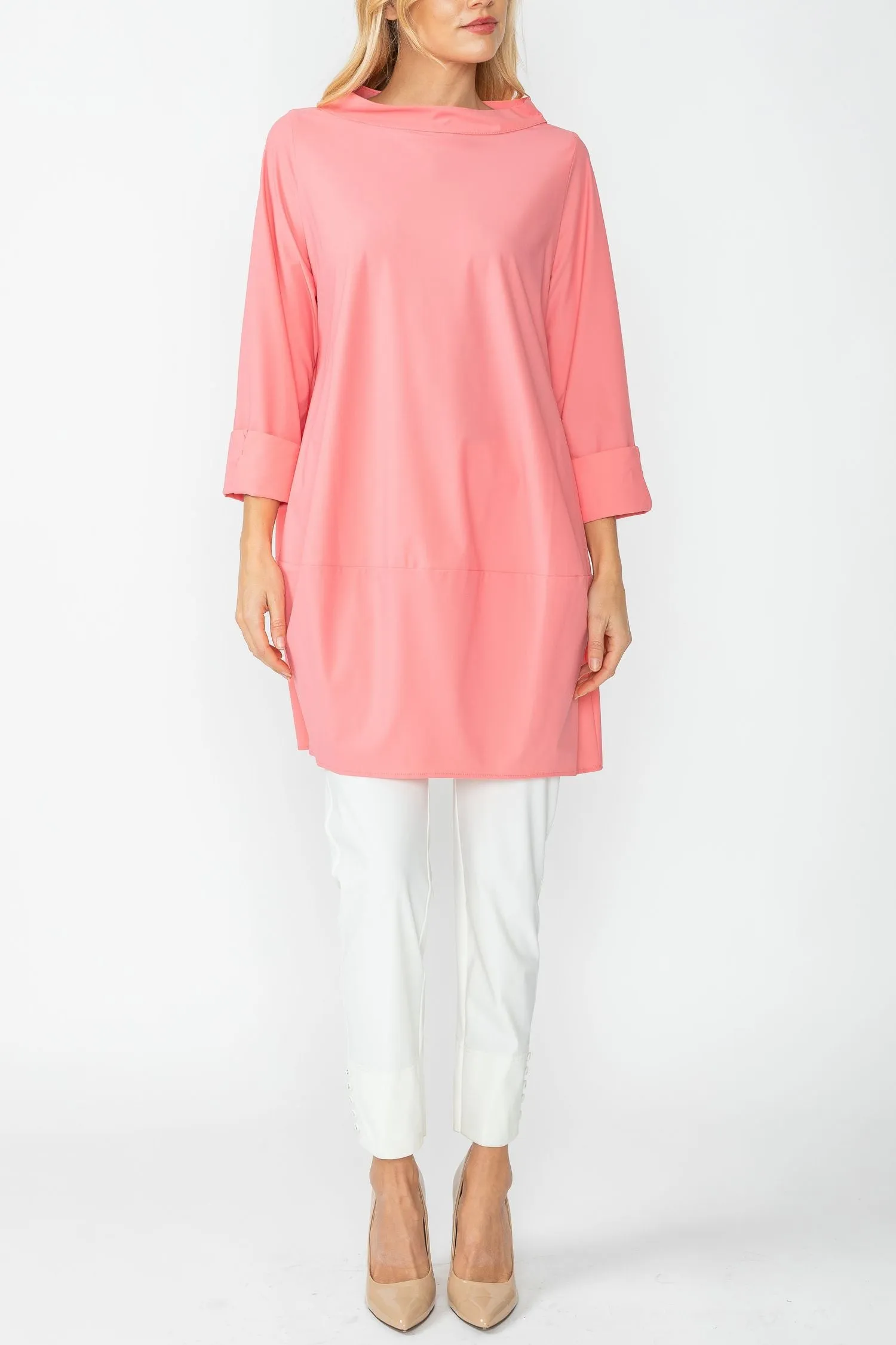 Coral Boat Neck Stand Collar Balloon Top