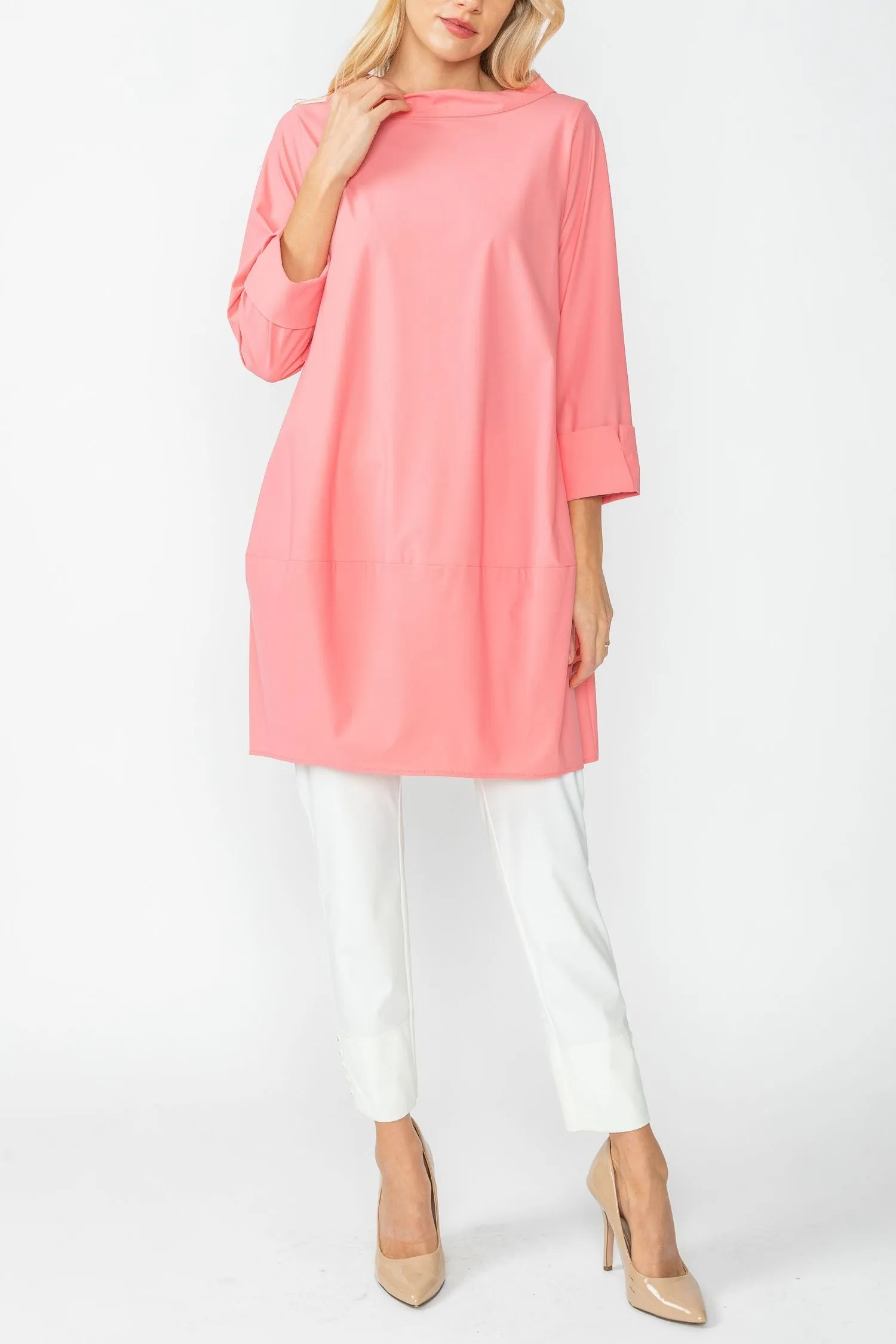 Coral Boat Neck Stand Collar Balloon Top