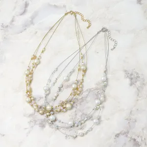 Cotton Pearl Triple Necklace