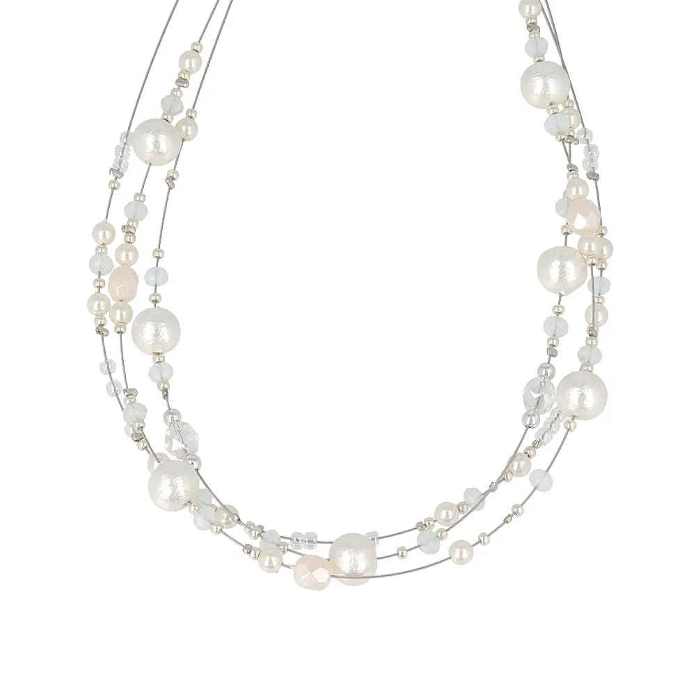 Cotton Pearl Triple Necklace