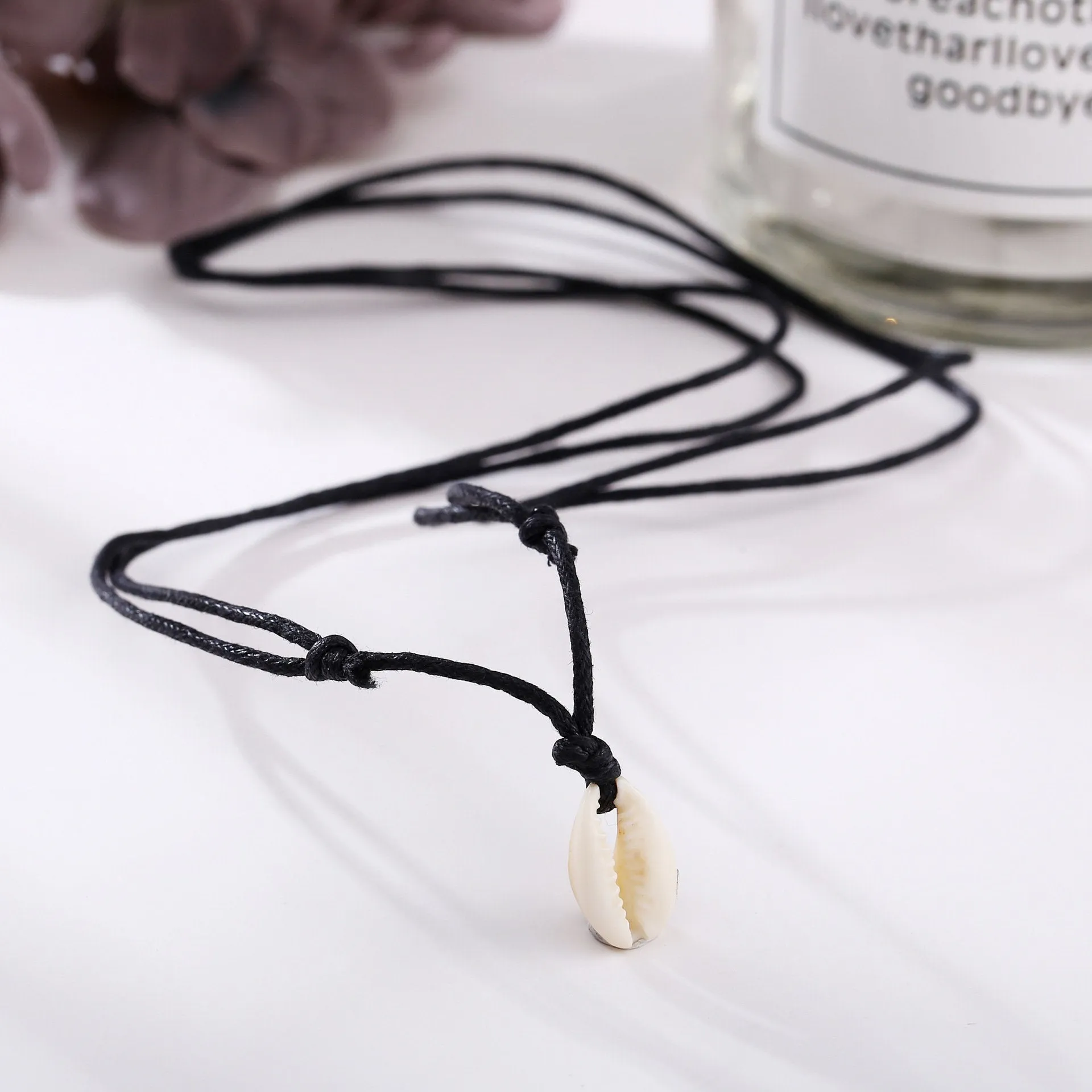 Cowrie Shell Necklace - Cowrie Shell Adjustable Choker - Shell Necklace - Beach Surf Necklace - Fashion Choker - Boho - Black Choker