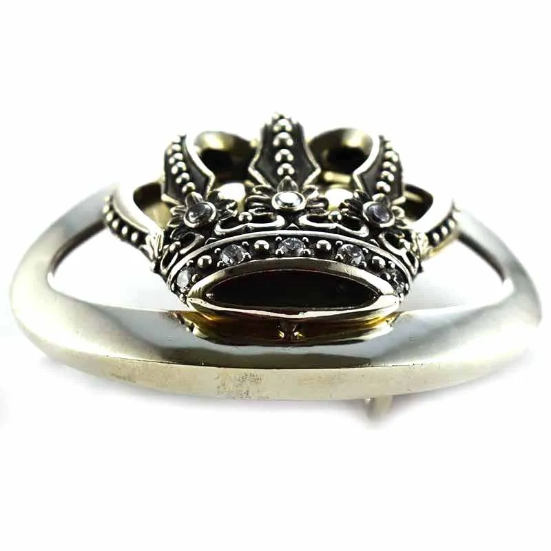 Crown pattern silver belt buckle