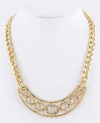 Crystal Circle & Chain Statement Necklace