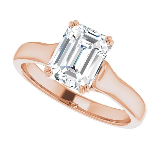 Cubic Zirconia Engagement Ring- The Alissa (Customizable Radiant Cut Solitaire with Under-trellis Design)