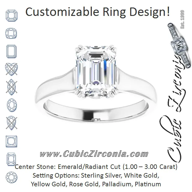 Cubic Zirconia Engagement Ring- The Alissa (Customizable Radiant Cut Solitaire with Under-trellis Design)