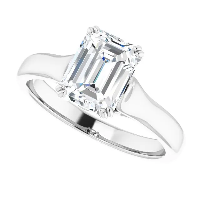 Cubic Zirconia Engagement Ring- The Alissa (Customizable Radiant Cut Solitaire with Under-trellis Design)