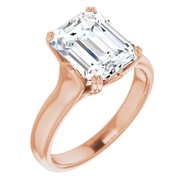 Cubic Zirconia Engagement Ring- The Alissa (Customizable Radiant Cut Solitaire with Under-trellis Design)