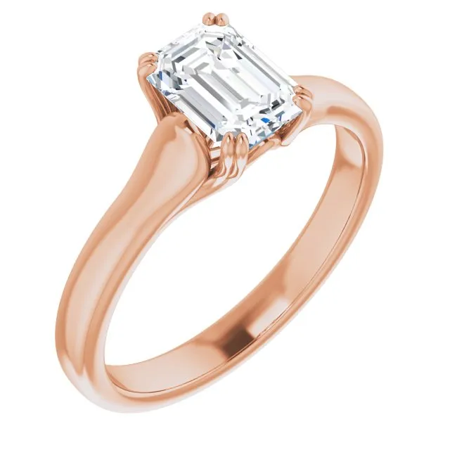 Cubic Zirconia Engagement Ring- The Alissa (Customizable Radiant Cut Solitaire with Under-trellis Design)