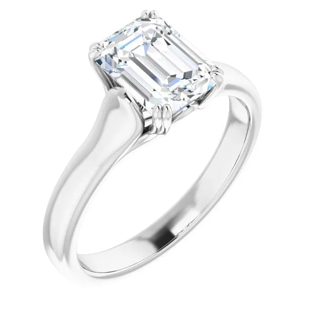 Cubic Zirconia Engagement Ring- The Alissa (Customizable Radiant Cut Solitaire with Under-trellis Design)