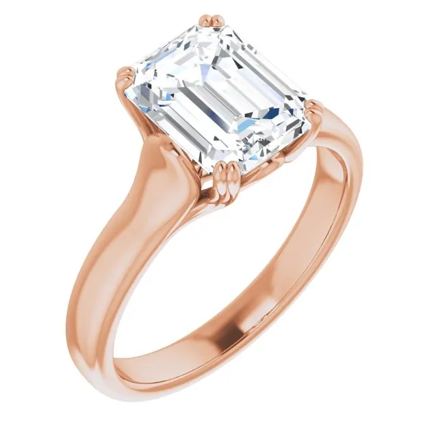 Cubic Zirconia Engagement Ring- The Alissa (Customizable Radiant Cut Solitaire with Under-trellis Design)