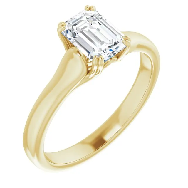 Cubic Zirconia Engagement Ring- The Alissa (Customizable Radiant Cut Solitaire with Under-trellis Design)