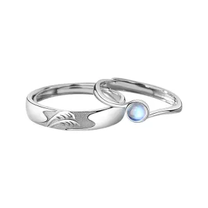 Custom Engraved Matching Moonstone Rings Set