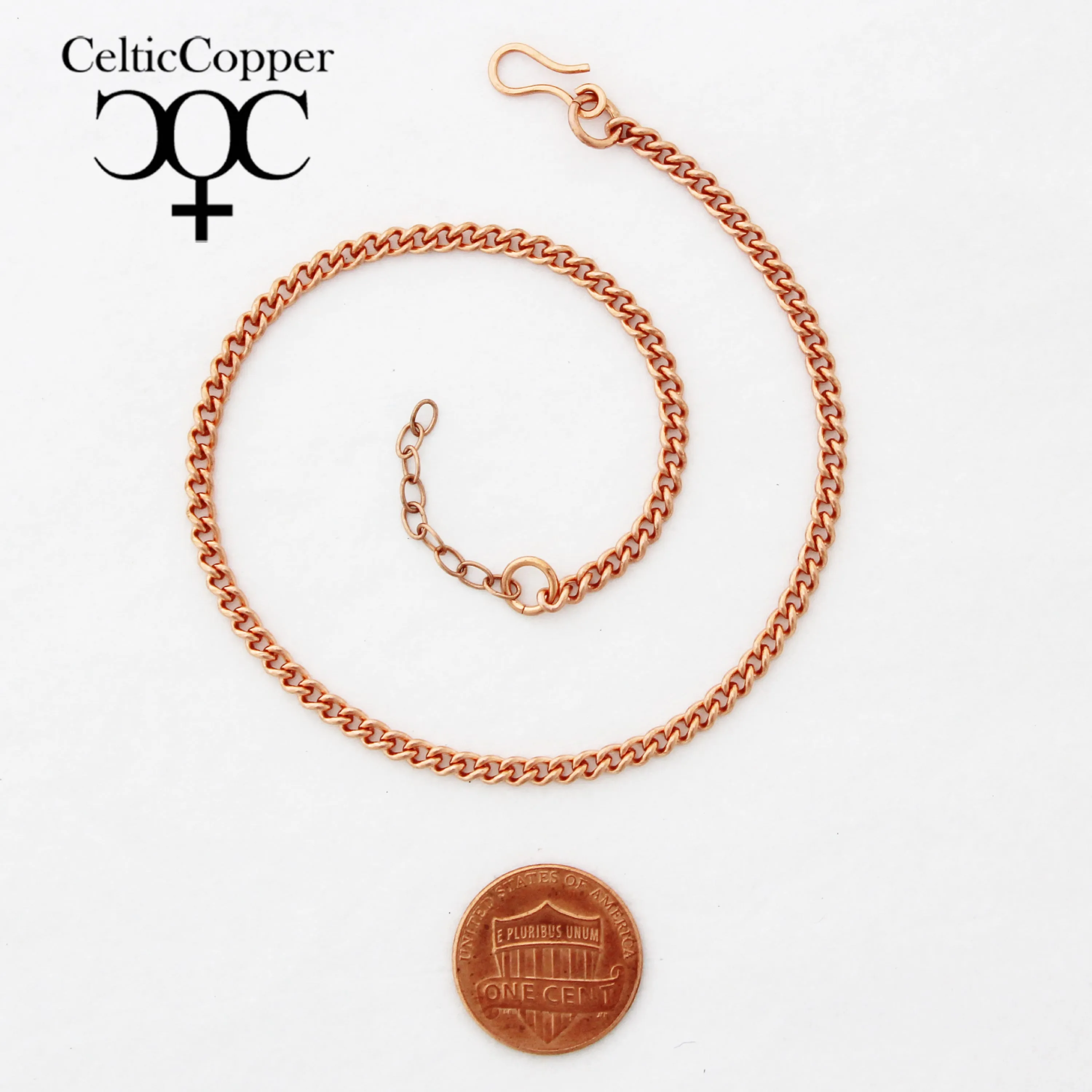 Custom Size Copper Curb Chain Anklet AC71M Lightweight 3mm Adjustable Solid Copper Anklet Chain Custom Size