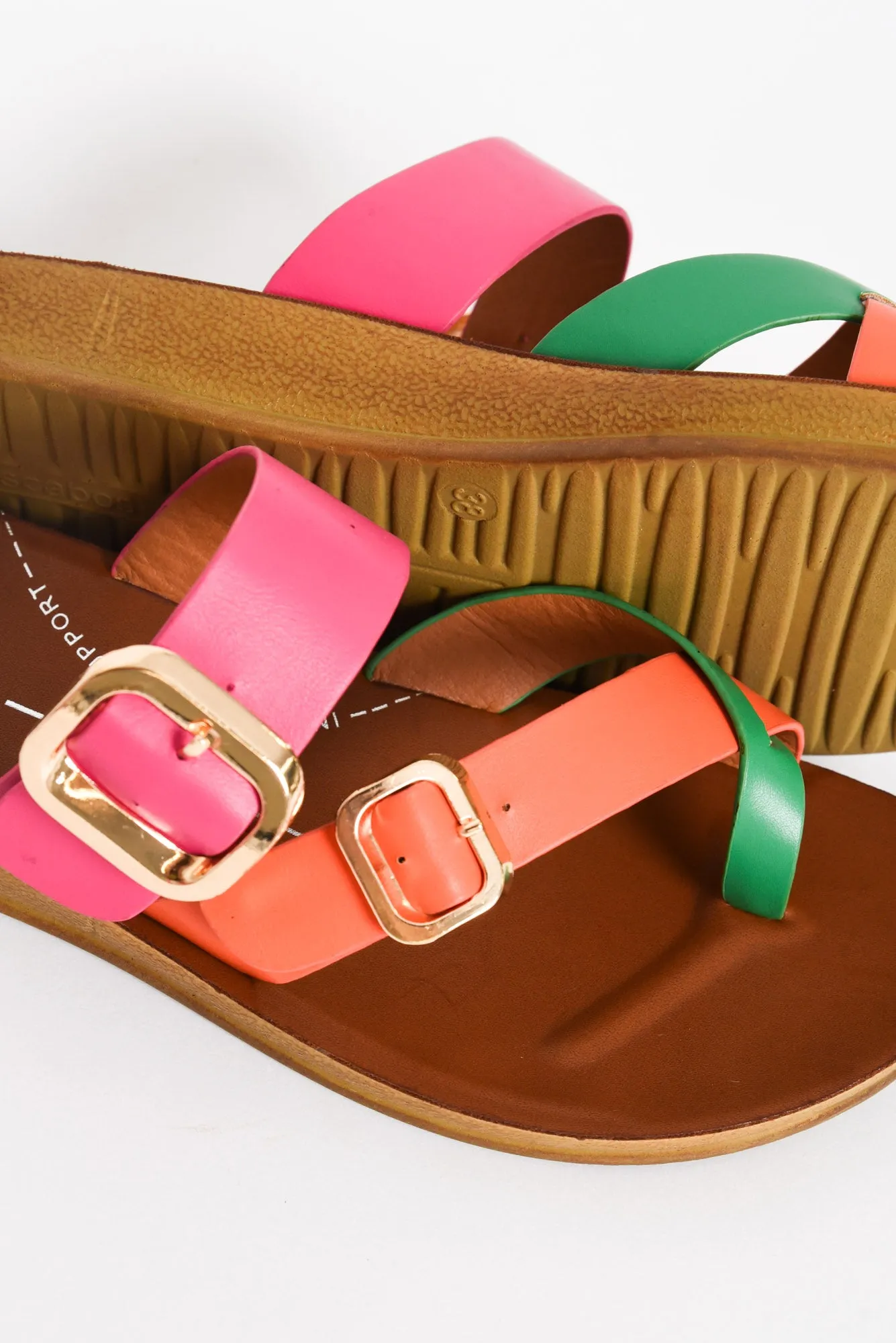 Dany Pink Tropical Buckle Slide