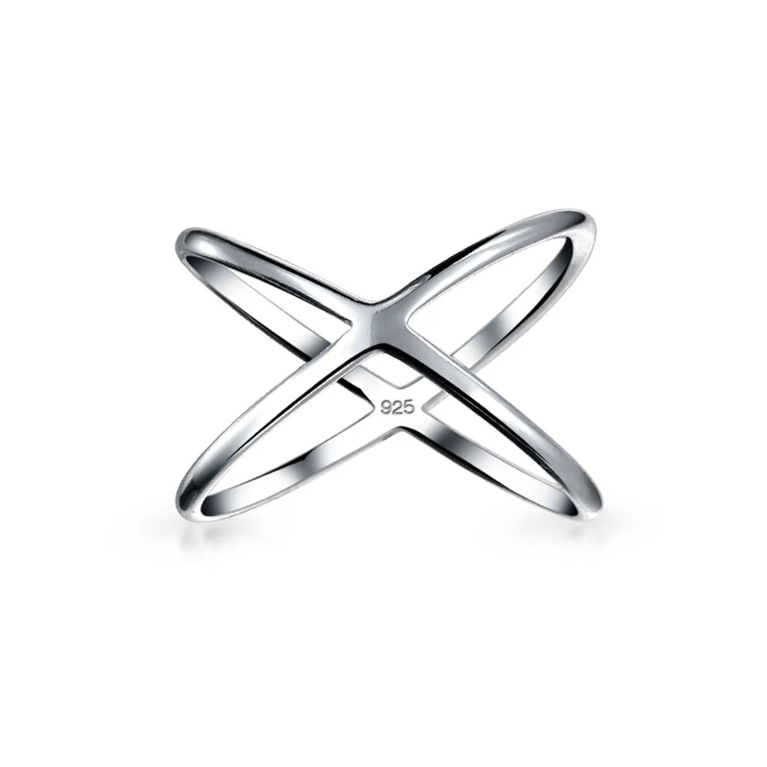 Delicate Thin Open Geometric Atomic X Criss Cross Silver Ring Sterling