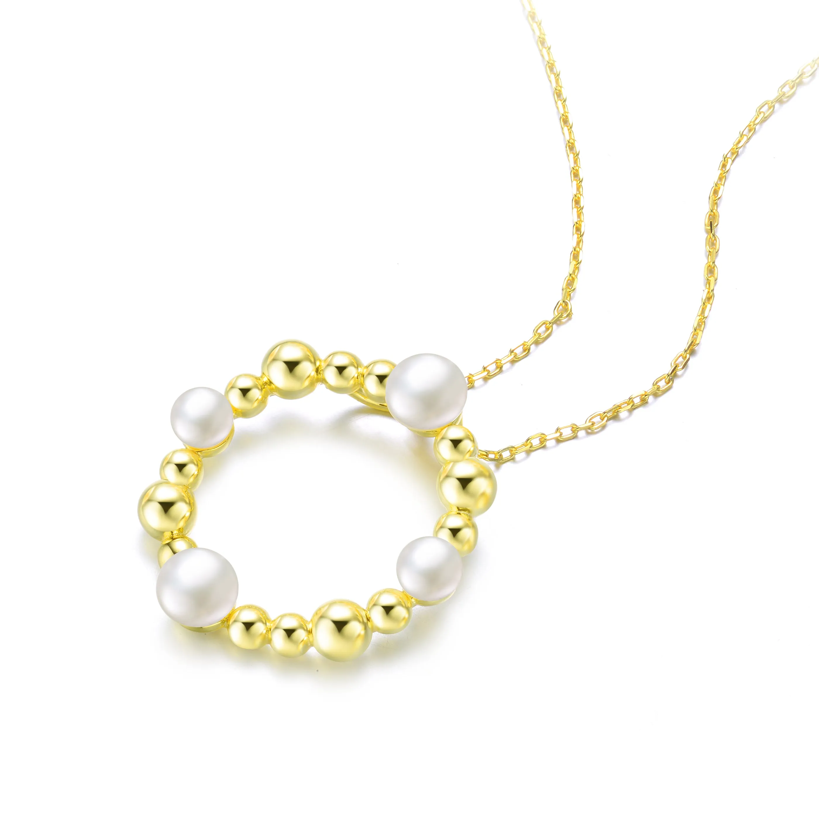 Delphine Golden Circle Spheres Pearl Necklace