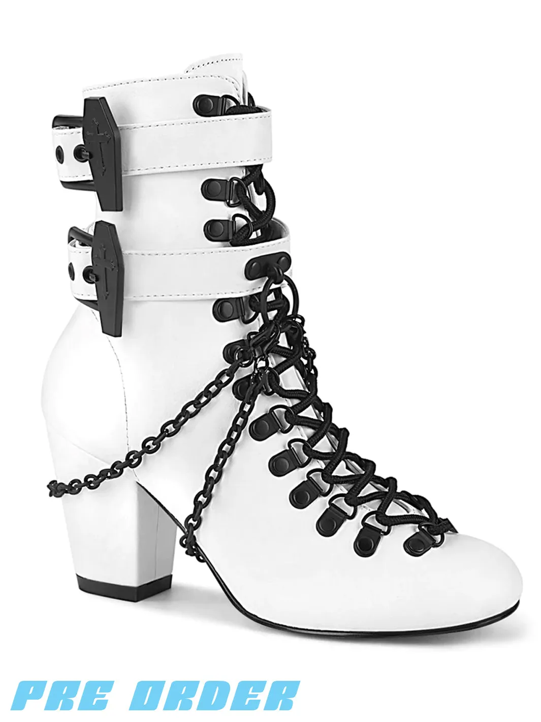 DEMONIA VIVIKA-128 - WHITE VEGAN LEATHER ✰ PRE ORDER ✰