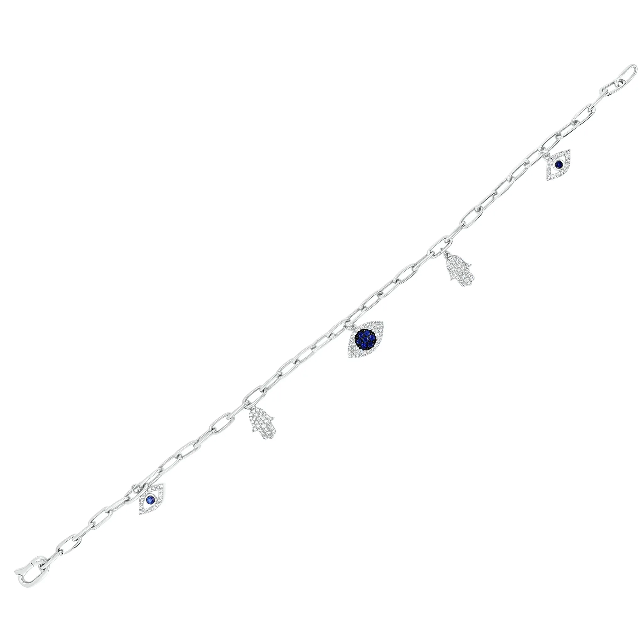 Diamond & Sapphire Evil-Eye & Hamsa Charm Bracelet