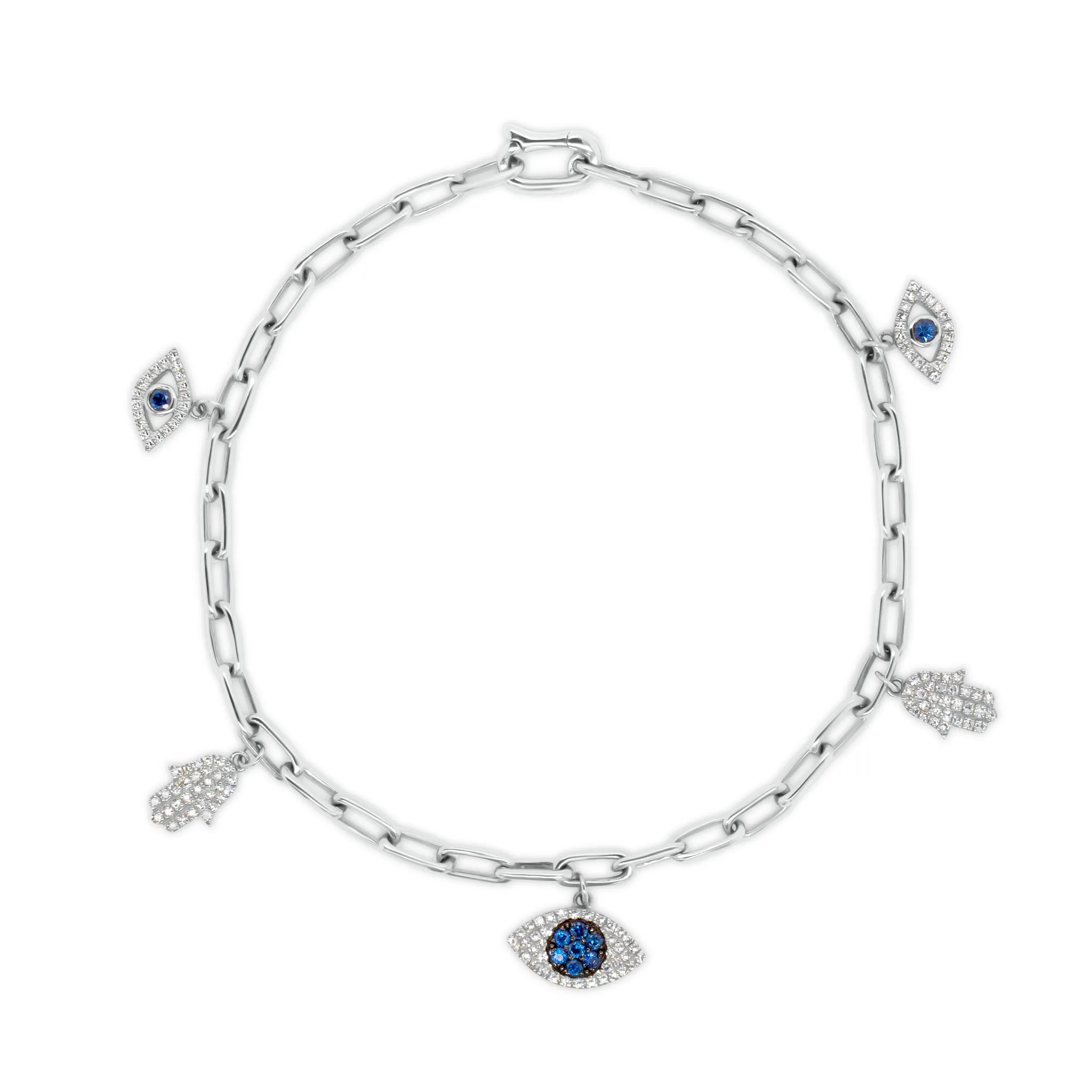 Diamond & Sapphire Evil-Eye & Hamsa Charm Bracelet