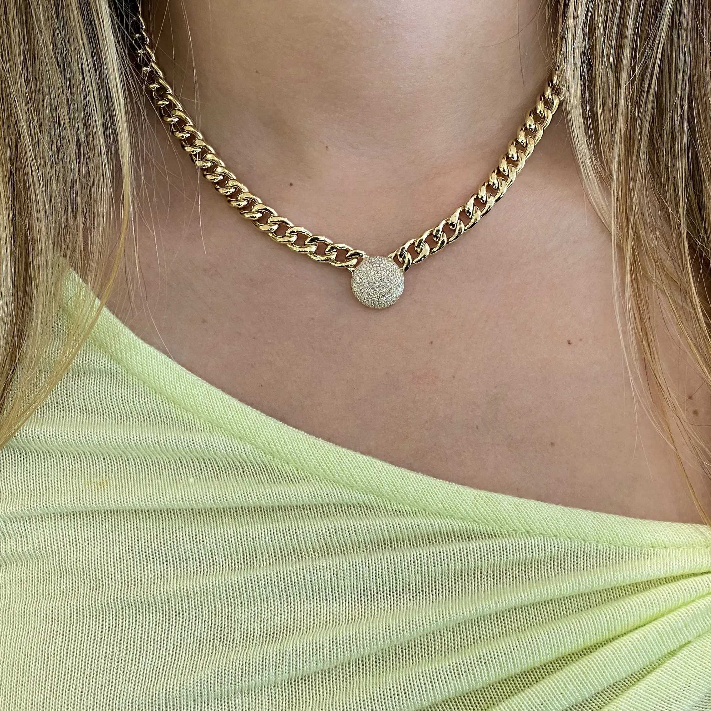 Diamond Disc Curb Chain Choker