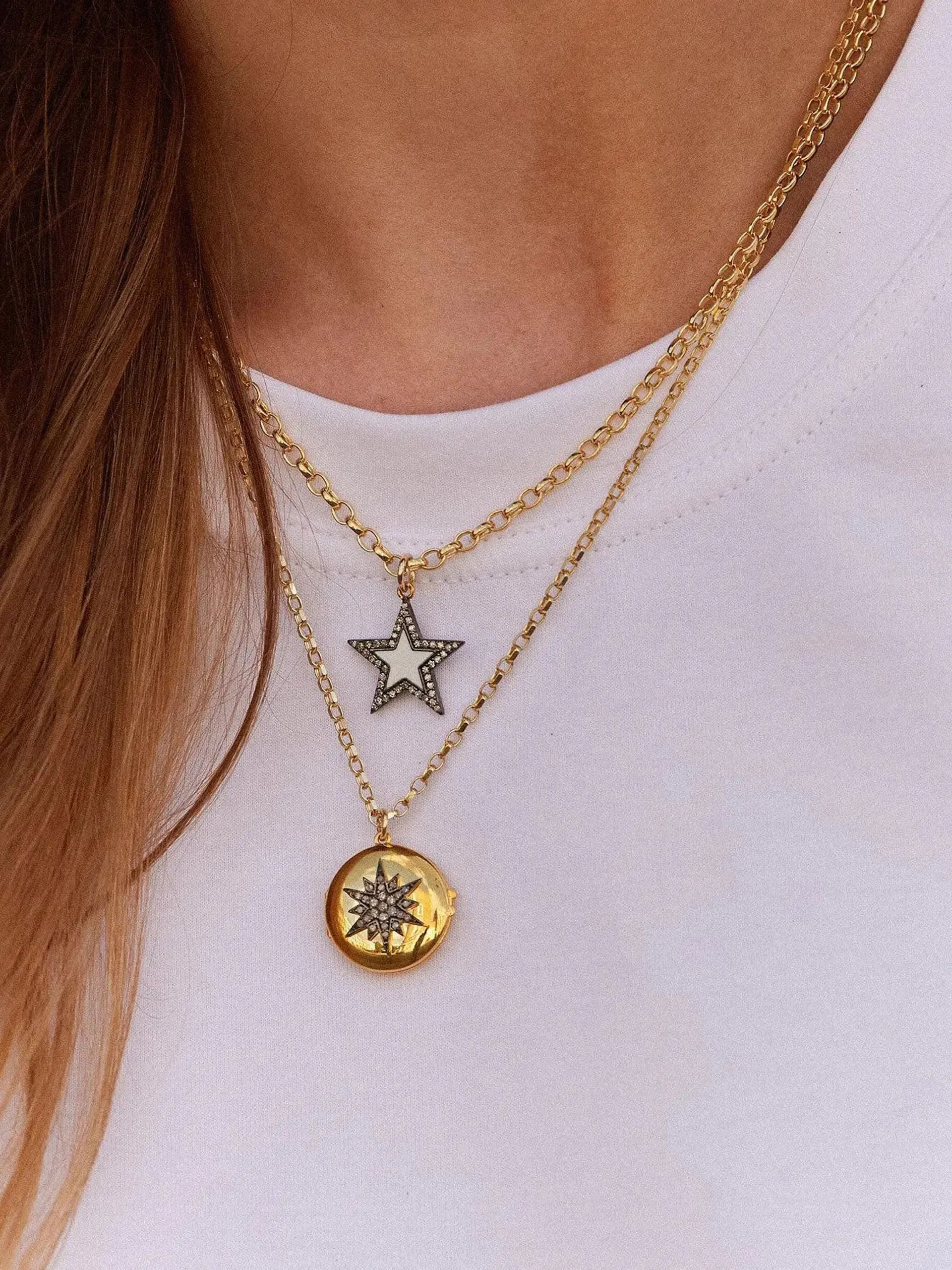 Diamond guiding star locket