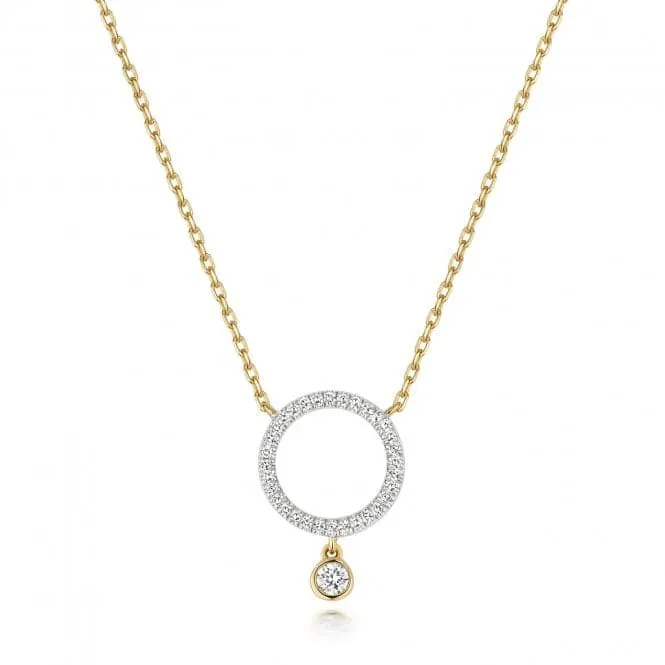 Diamond Jewellery 9ct Gold Diamond Circle Drop Necklace ND139