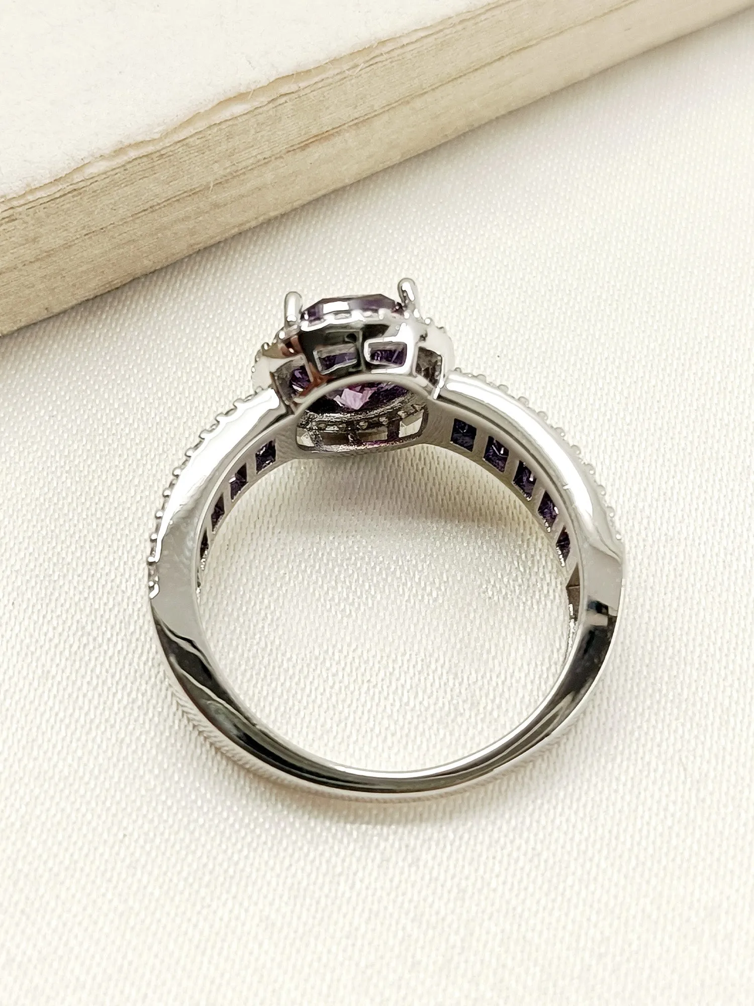 Dimple Purple American Diamond Finger Ring