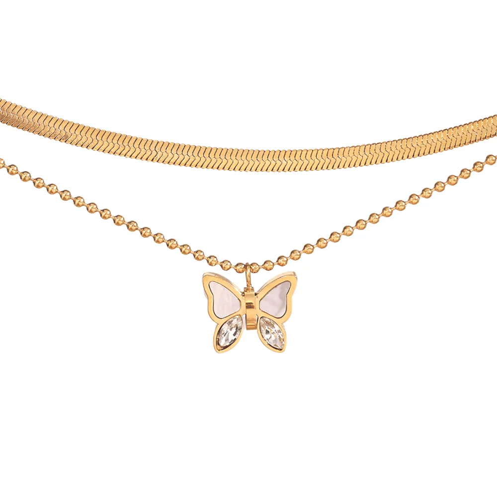 Double Layer Herringbone Butterfly Anklet