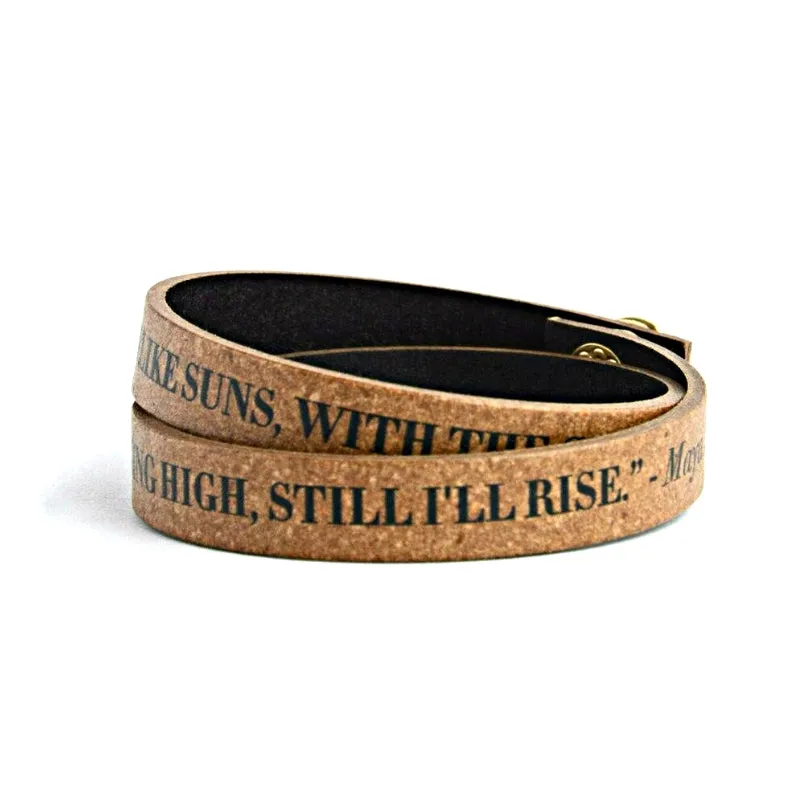 Double Wrap Recycled Leather Bracelet - Still I'll Rise