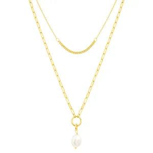 EMILY PEARL LAYER NECKLACE GOLD