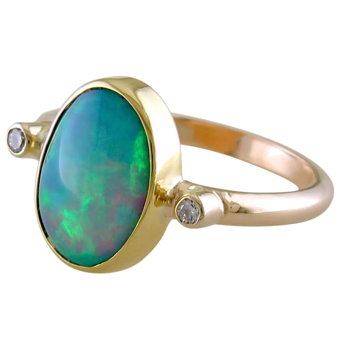 Ethiopian Opal Harlequin Oval Gold Ring