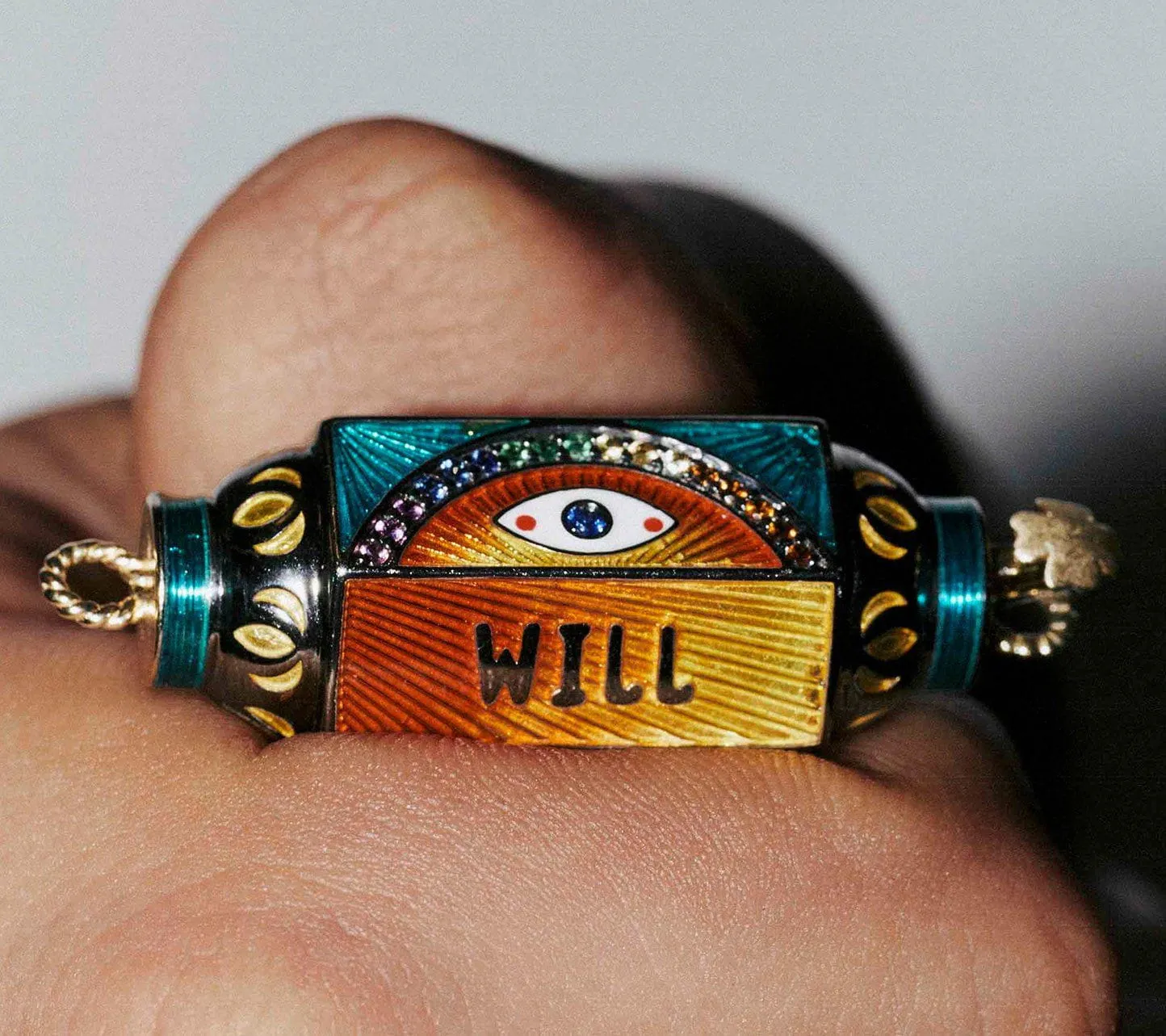 Eye Will Yellow Locket on Silky Link