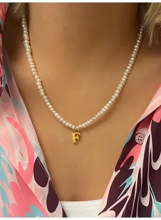 Farrah B - Sea Me Initial Pearl Necklace