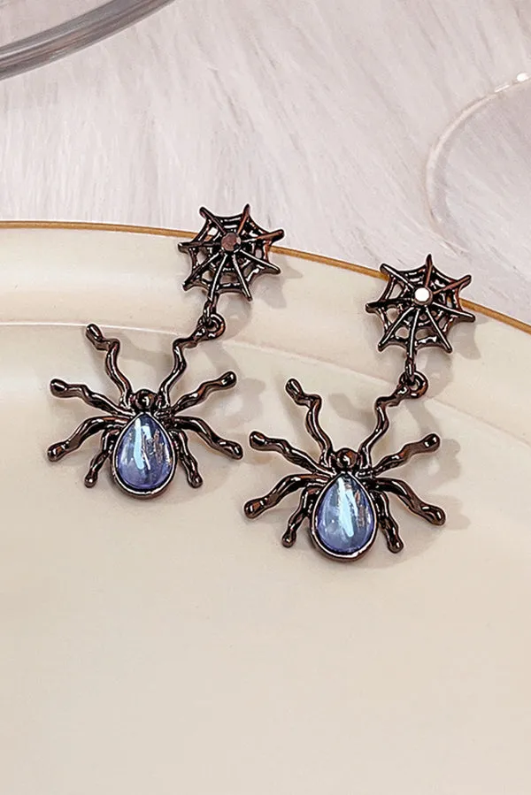 Fashionable Moonstone Dark Spider Earrings