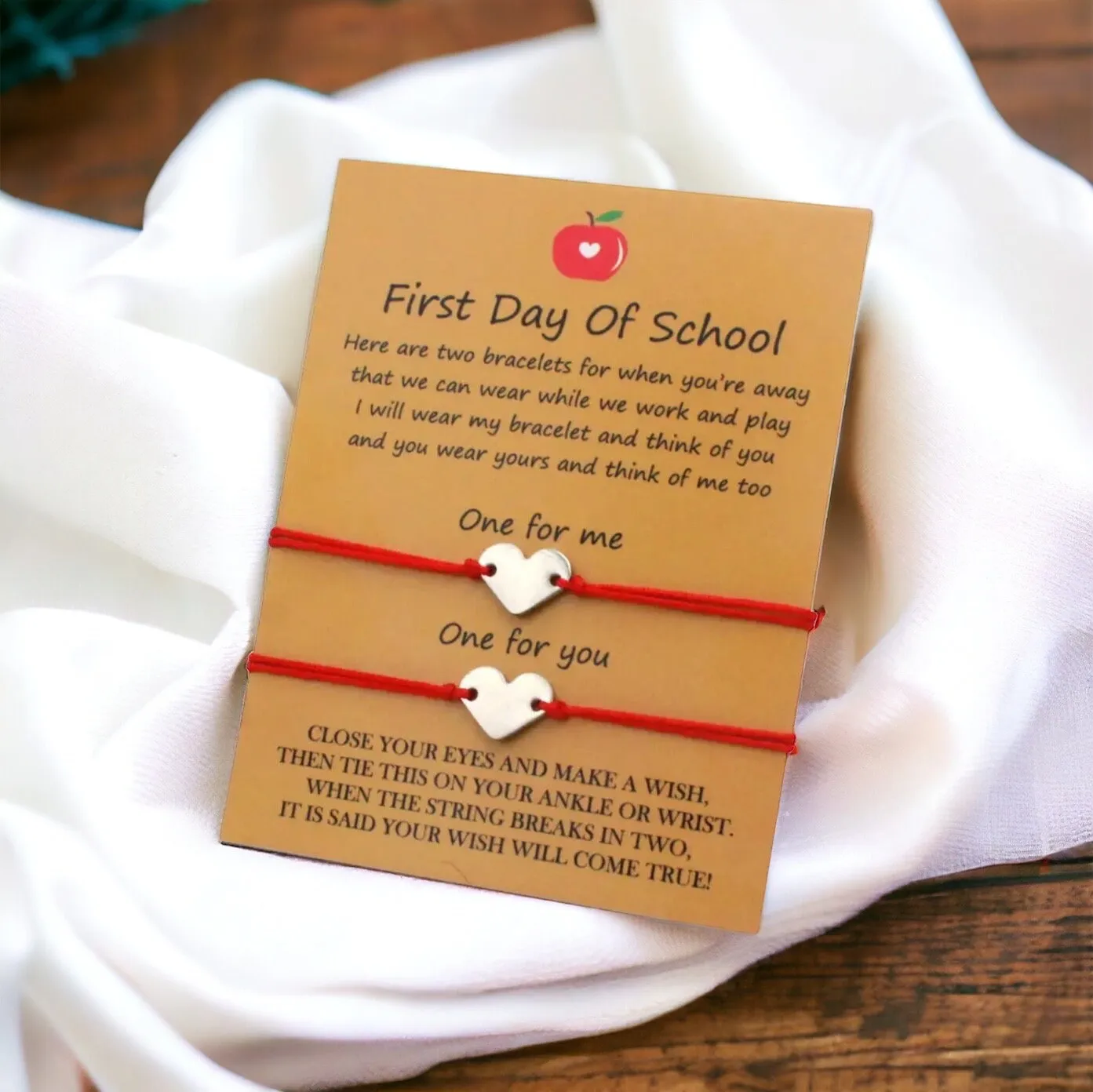 First Day of School Bracelet - Friendship Bracelet, Back to School, New School, Wish Bracelet, Encouragement, Parent Child Bracelet